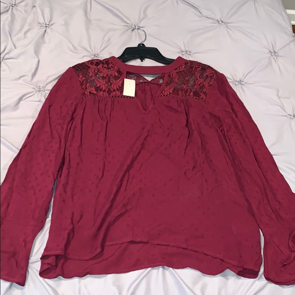 burgundy long sleeve shirt